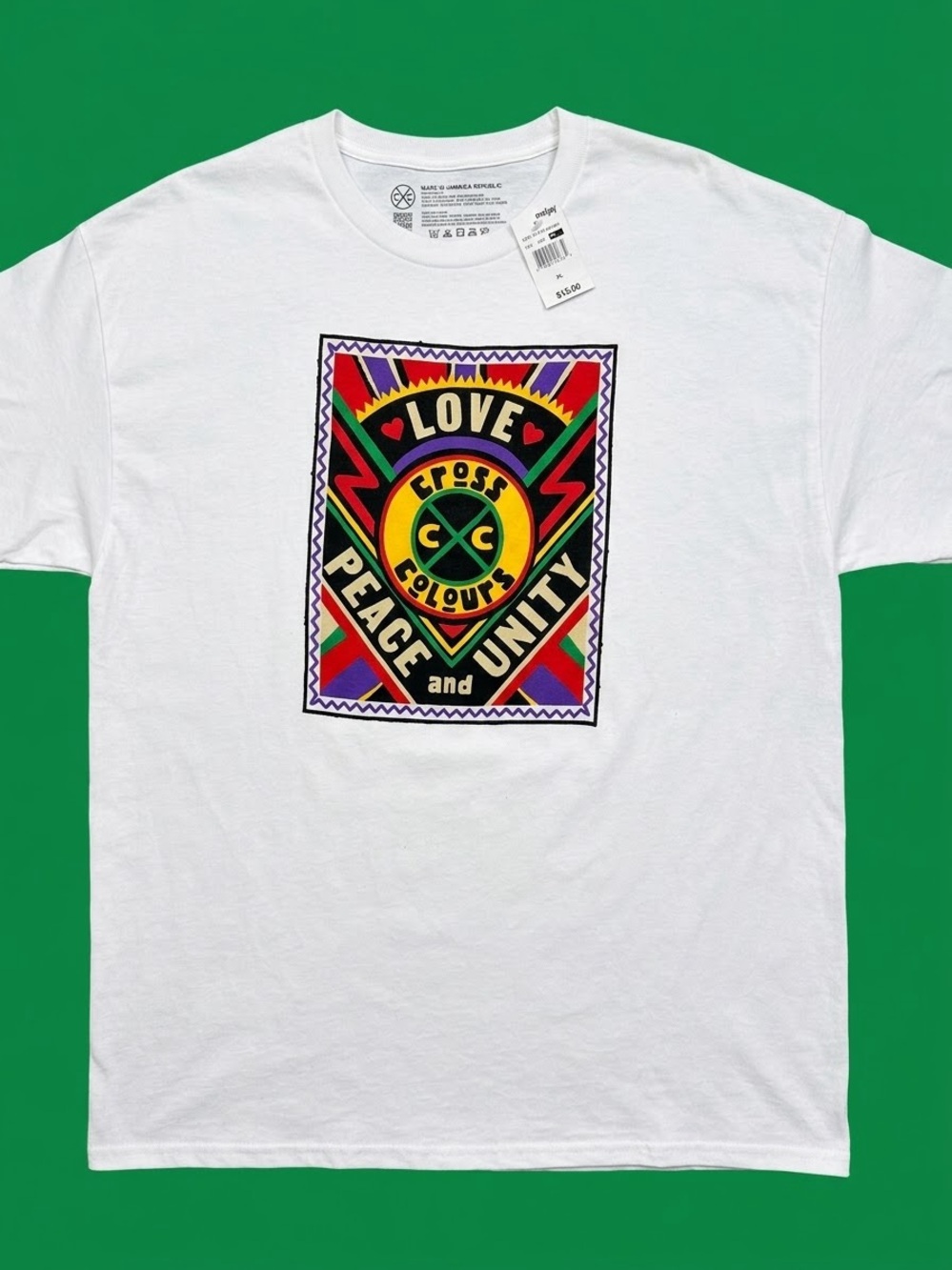 White 'Love Peace and Unity' Graphic Short Sleeve Tee